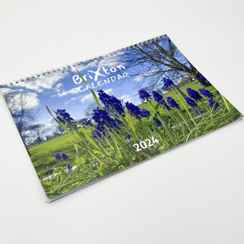 Brixton Calendar Front Cover at and angle – gift ideas for brixton lovers