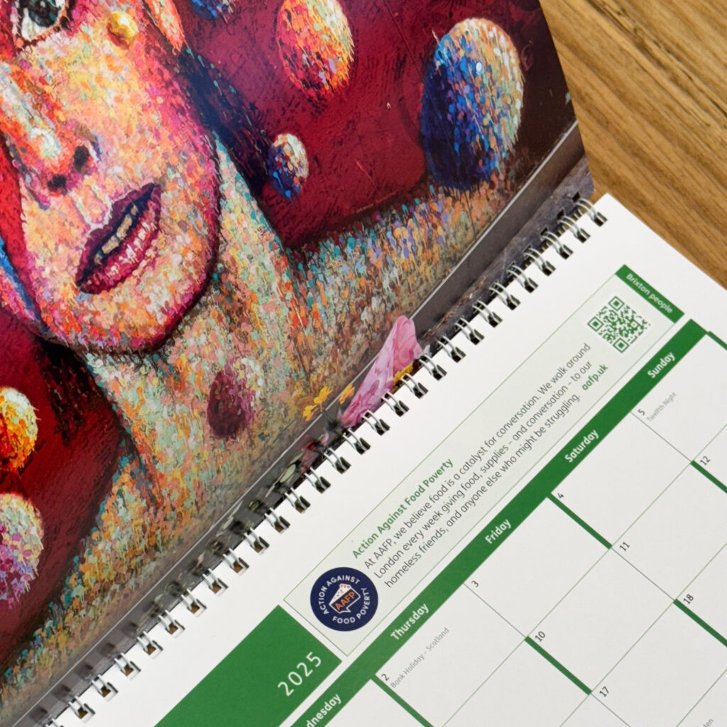 Inside closeup of the calendar with plenty of room to write
